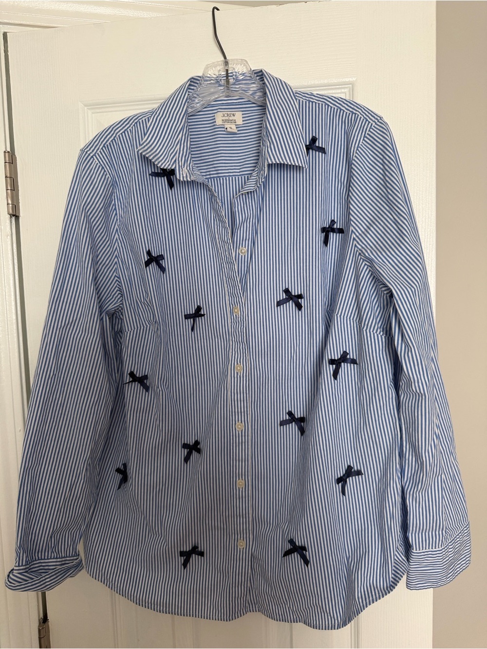 J. Crew Light Blue and White Striped Button-Down Shirt